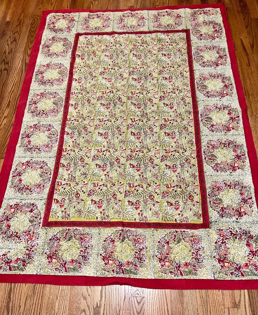 Couleur Nature Bruno Lamy Hand Made 100% Cotton Floral Tablecloth 59" x 86"